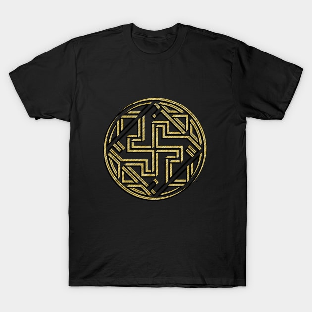 Geometric Celtic Viking Art with Gold T-Shirt by DesignsbyZazz